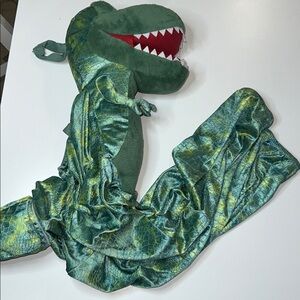 Kids Riding Green Dino Costume playtime